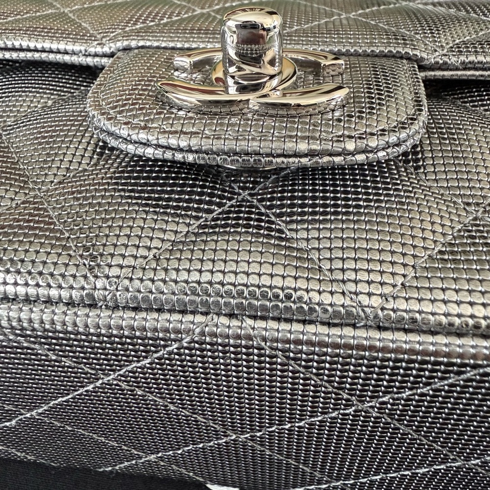Authentic Chanel Metallic Calfskin Pixel Effect Mini Rectangular Flap Bag - Picture 6 of 15